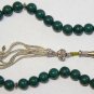 LUXURY PRAYER BEADS TESBIH DARK JADE & STERLING SILVER - COLLECTOR'S
