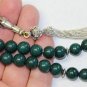 LUXURY PRAYER BEADS TESBIH DARK JADE & STERLING SILVER - COLLECTOR'S