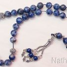 Greek Komboloi worry beads Denim Lapis Lazuli & Sterling silver