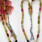 PRAYER BEADS TESBIH OVAL RAINBOW JADE & STERLING SILVER