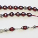 Greek Komboloi Rare Diamond 1930's Cherry Bakelite & Sterling silver- Tested XXR