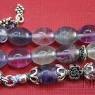 PRAYER BEADS TESBIH GEBETSKETTE OVAL FLUORITE & STERLING SILVER