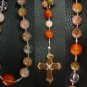 Anglican Episcopal Rosary Rutile Quartz, Carnelian & Serpentine Hand made cross