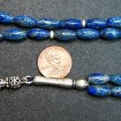 PRAYER BEADS TESBIH LONG RICE AFGAN LAPIS & STERLING SILVER