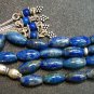 PRAYER BEADS TESBIH LONG RICE AFGAN LAPIS & STERLING SILVER