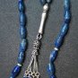 PRAYER BEADS TESBIH LONG RICE AFGAN LAPIS & STERLING SILVER