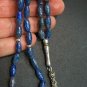 PRAYER BEADS TESBIH LONG RICE AFGAN LAPIS & STERLING SILVER