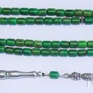 Islamic Prayer Beads 99 Barrel Green Turquoise & Sterling - Rare Cut Collector's