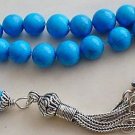 GREEK KOMBOLOI STERLING SILVER AND TURQUOISE WORRY BEADS