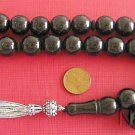 PRAYER BEADS TESBIH GEBETSKETTE TURKISH LARGE ROUND OLTU (JET) STERLING SILVER