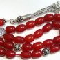 GREEK KOMBOLOI WORRY BEADS RED RUBILITE AND  STERLING SILVER