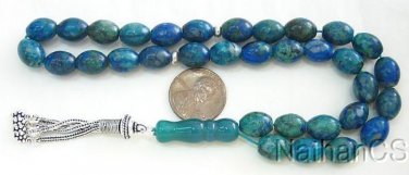 PRAYER WORRY BEADS KOMBOLOI OVAL CHRYSOCOLLA & STERLING SILVER