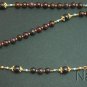 CATHOLIC ROSARY GARNET VERMEIL & MICRO MOSAIC CROSS 2 - UNIQUE ITEM