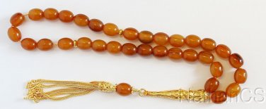Prayer Beads Tesbih Rare Olive 1930 Damari TESTED Bakelite & Vermeil