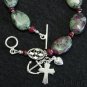 Anglican Episcopal Rosary Bracelet: Ruby Zoisite, Ruby & Sterling Silver - rare