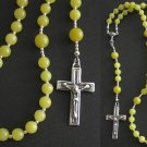 CATHOLIC ROSARY PRAYER BEADS LEMON JADE & STERLING SILVER