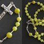 CATHOLIC ROSARY PRAYER BEADS LEMON JADE & STERLING SILVER
