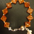 CATHOLIC ROSARY BRACELET VINTAGE COGNAC AMBER RESIN & STERLING SILVER