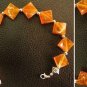 CATHOLIC ROSARY BRACELET VINTAGE COGNAC AMBER RESIN & STERLING SILVER