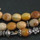PRAYER BEADS TESBIH KOMBOLOI GOLDEN JADE & STERLING SILVER