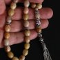 PRAYER BEADS TESBIH KOMBOLOI GOLDEN JADE & STERLING SILVER