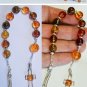 CATHOLIC OPEN ONE DECADE ROSARY CHAPLET COGNAC AMBER & STERLING SILVER