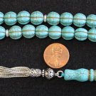 PRAYER BEADS TESBIH GEBETSKETTE CARVED DRAGON TURQUOISE & STERLING SILVER