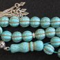 PRAYER BEADS TESBIH GEBETSKETTE CARVED DRAGON TURQUOISE & STERLING SILVER