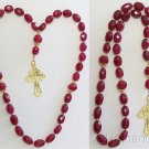 ORTHODOX BEADED CHOTKI KOMBOSKINI GENUINE RUBY & VERMEIL UNIQUE, IMPRESSIVE