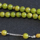 Prayer Beads Tesbih Marbled Yellow Green Modern Catalin & Sterling Silver