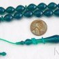 TESBIH PRAYER BEADS GREEN TURKISH AMBER CATALIN - SUPERIOR CARVING - RARE ITEM