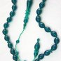 TESBIH PRAYER BEADS GREEN TURKISH AMBER CATALIN - SUPERIOR CARVING - RARE ITEM