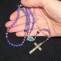 Catholic Rosary Genuine Round Clear Sapphires w Fatima Vintage Cross & Center