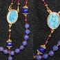 Catholic Rosary Genuine Round Clear Sapphires w Fatima Vintage Cross & Center