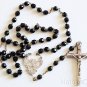 Early XXth Century Faceted Jet & Sterling Impressive Catholic Rosary High Rarity