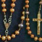 Catholic Rosay Prayer Beads Golden Copper Fresh Water Pearls