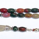 LUXURY PRAYER BEADS TESBIH AA GRADE INDIAN BLOODSTONE & STERLING - COLLECTOR'S