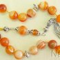 Greek Komboloi Worry Beads Orange Banded Agate and Sterling Silver