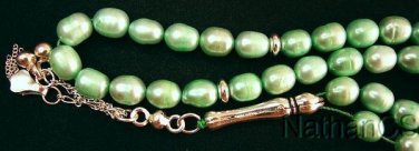 Prayer Beads Komboloi Tesbih Soft Green Pearls Sterling Silver