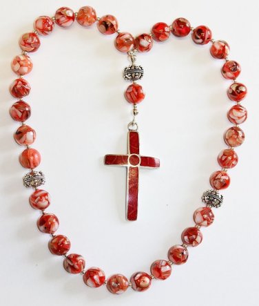 GREEK RUSSIAN ORTHODOX BEADED CHOTKI KOMBOSKINI MOP AMBER CORAL STERLING UNIQUE