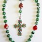 BEADED GREEK CHOTKI RUSSIAN KOMBOSKINI MOP AMBER STERLING GEMSTONES CROSS UNIQUE