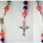 Catholic Travel Chaplet - One Decade Rosary - Amethyst, Rose Quartz and Sterling