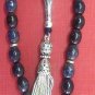 PRAYER WORRY BEADS GEBETSKETTE GENUINE SAPPHIRE & STERLING SILVER RARE OVAL CUT