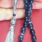 PRAYER WORRY BEADS GEBETSKETTE GENUINE SAPPHIRE & STERLING SILVER RARE OVAL CUT
