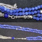 ISLAMIC PRAYER BEADS GENUINE CLEAR SAPPHIRE & STERLING