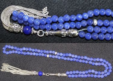 ISLAMIC PRAYER BEADS GENUINE CLEAR SAPPHIRE & STERLING