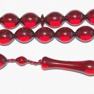 PRAYER BEADS TESBIH RED CHERRY COLOR FATURAN TYPE RESIN VINTAGE OLIVE CUT