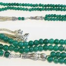 ISLAMIC PRAYER BEADS 99 BEAD STRAND GENUINE EMERALD & STERLING