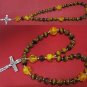 ANGLICAN ROSARY PRAYER BEADS TIGER EYE, AMBER AND STERLING SILVER