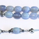 Greek Komboloi Barrel Aquamarine & heavy Sterling Silver - Rare, collectible